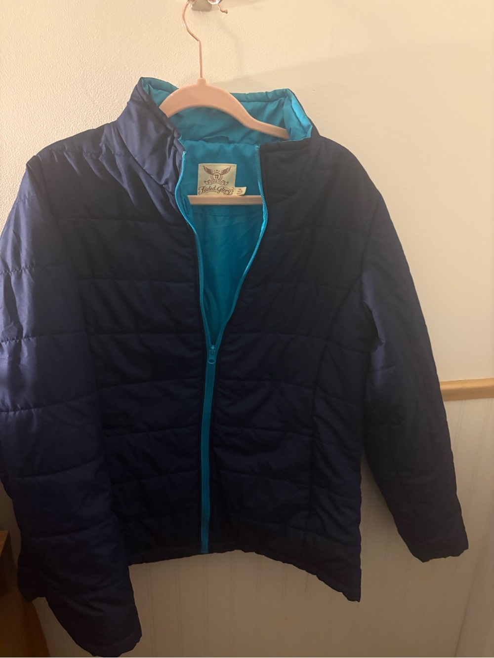 Faded Glory Women’s XL 16-18 Navy Teal Lightweight Puffer Jacket